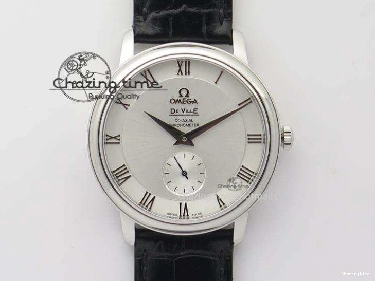 0205 Flexible De Ville MK 1:1 Best Edition SS White Dial On Black Leather Asian Seagull T1701 (Sec@6) 8244